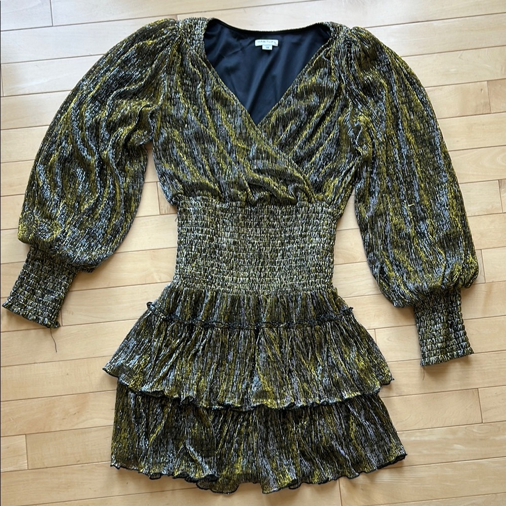 Habitual Girls Metallic Gold and Black Dress